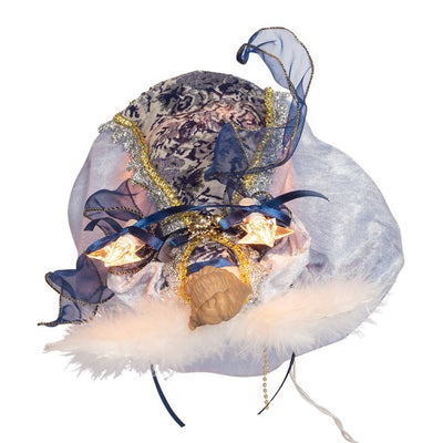 12" 10-Light Delft Blue with Gold Angel Tree Topper
