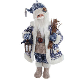 18" Indigo Country Santa Decoration
