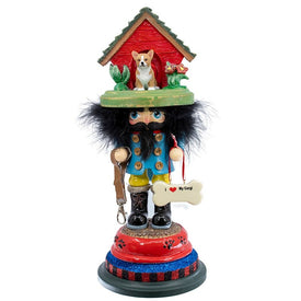 14" Hollywood Corgi Dog House Hat Nutcracker