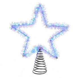 12.2" Tinsel Star Tree Topper, 55-Light LED Cool White, Electric Plug