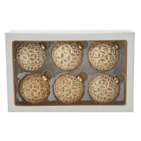 80MM Gold Lattice Glass Ball Ornaments Set of 6