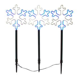 26" Multi-Color LED Snowflake Yard Stake Set