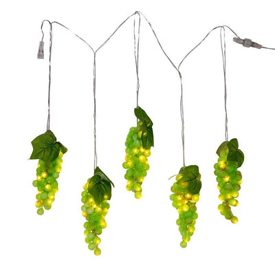 100-Light Green LED Grape Light Set with 5 Grape Bunches