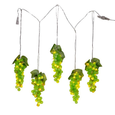 100-Light Green LED Grape Light Set with 5 Grape Bunches