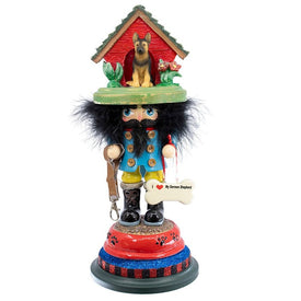 14" Hollywood German Shephard Dog House Hat Nutcracker