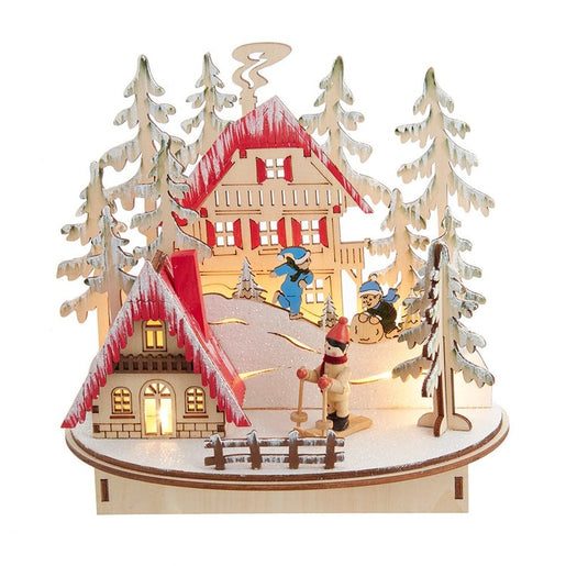7.9" Battery-Operated Light Up Ski Resort Village