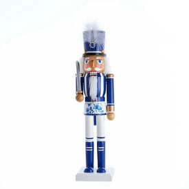 15" Wooden Delft Blue Nutcracker