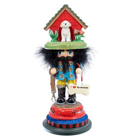 14" Hollywood Labradoodle Dog House Hat Nutcracker