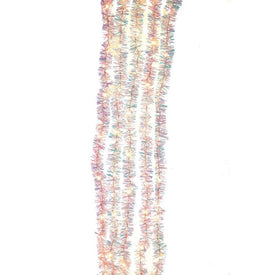 6.5' Iridescent Silver Tinsel, Cascade 100-Light LED Warm White, Electric Plug