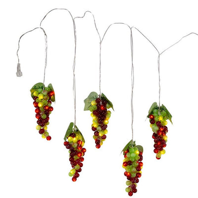 100-Light Green and Burgundy LED Grape Light Set with 5 Grape Bunches