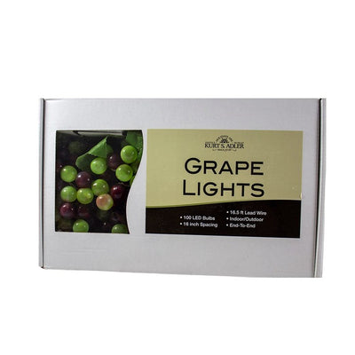 100-Light Green and Burgundy LED Grape Light Set with 5 Grape Bunches