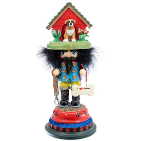 14" Hollywood Boxer Dog House Hat Nutcracker
