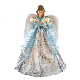 16" 10-Light Silver and Blue Angel Tree Topper