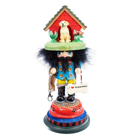 14" Hollywood Yellow Labrador Retriever Dog House Hat Nutcracker