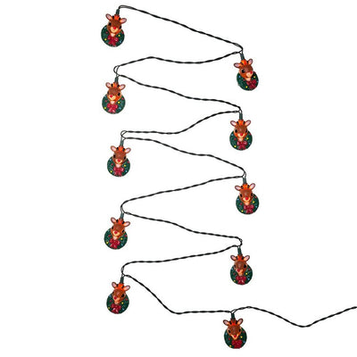 10-Light Rudolph Head with Wreath Light Set