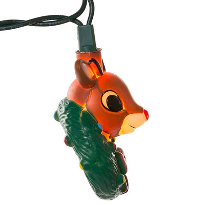 10-Light Rudolph Head with Wreath Light Set