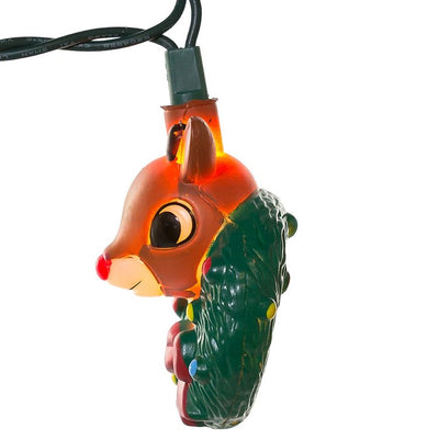 10-Light Rudolph Head with Wreath Light Set