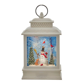 10.6" Battery-Operated LED Snowman Water Lantern