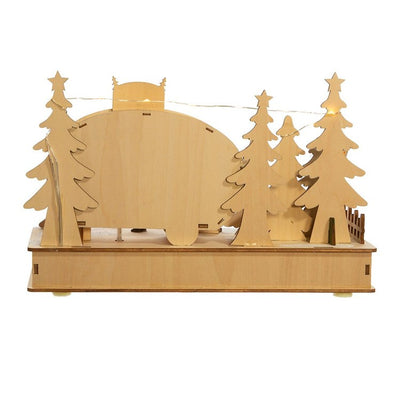7" Battery-Operated Wooden Light Up Camping Scene