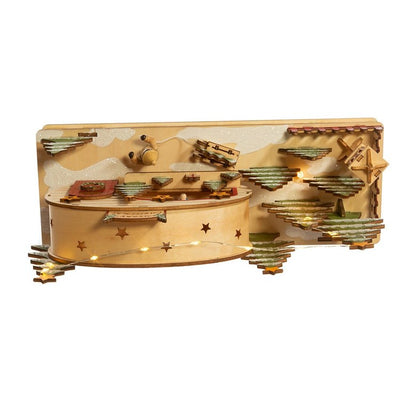 7" Battery-Operated Wooden Light Up Camping Scene