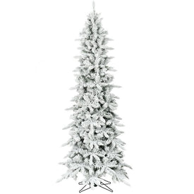 9' Unlit Flocked Mountain Pine Slim Christmas Tree