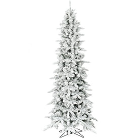 7.5' Unlit Flocked Mountain Pine Slim Christmas Tree