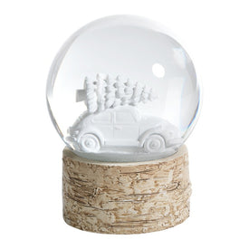 Sculptured White Tree on a Car Snow Globe on Birch