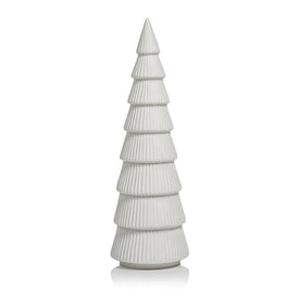 Matt White Holiday Tree Sculptures Set of 2