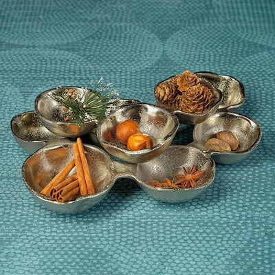 Ohanna 10" Long Cluster of 9 Serving Bowls - Nickel