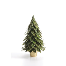 Medium Natural Leaf Christmas Tabletop Tree on Pot
