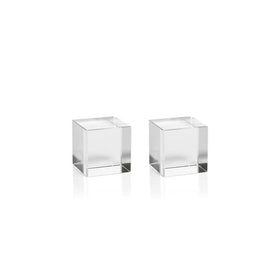Jacy 2.75"Crystal Glass Straight Cubes Set of 2