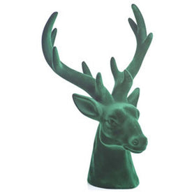 Flocked Stag Head Figurine Statue