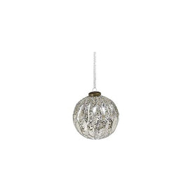 4.75" Antique Silver Glass Ball Ornaments Set of 4