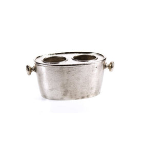 Seguso 6.75" Tall Two-Bottle Wine Holder - Silver