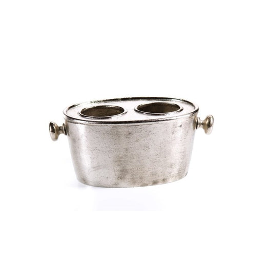 Seguso 6.75" Tall Two-Bottle Wine Holder - Silver