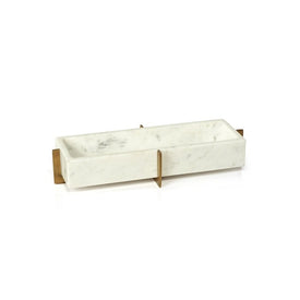 Catania White Marble Tray on Metal Base