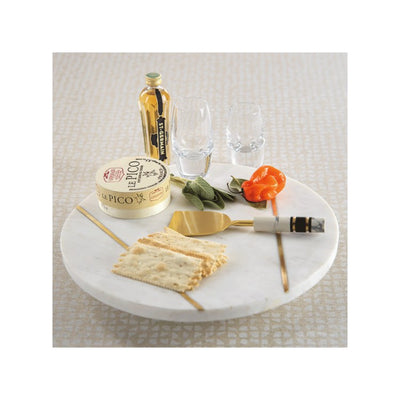 Mannara 12" Diameter White Marble Lazy Susan