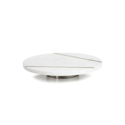 Mannara 12" Diameter White Marble Lazy Susan