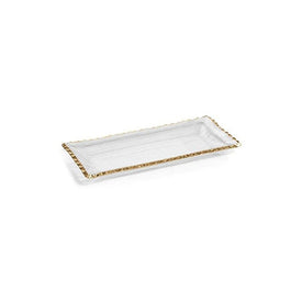 Cassiel Rectangular Trays with Jagged Gold Rim Set of 2