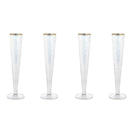 Kampari Triangular Champagne Flutes with Gold Rim Set of 4