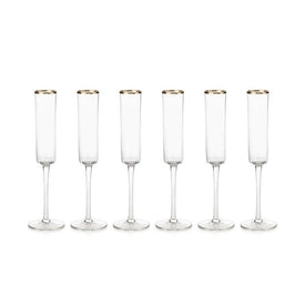 Zalli 11.25" Tall Champagne Flutes with Gold Rim Set of 6