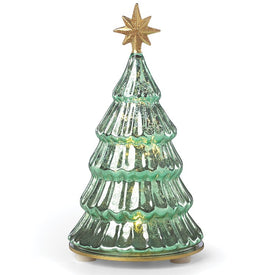 Wintery Woods Lit Mercury Glass Pine Tree