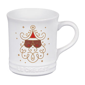 Noel Collection: Santa Mug - White with Applique (Black Santa)