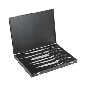 Laguiole Connoisseur Black Pakkawood Seven-Piece Kitchen Knife Set with Knife Sharpener