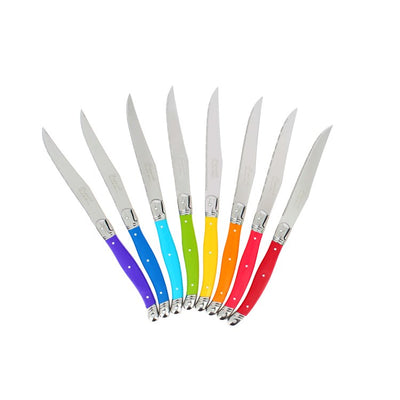 Laguiole Steak Knives Set of 8 - Rainbow Colors