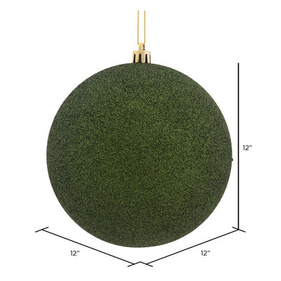 12" Moss Green Glitter Ball Ornament