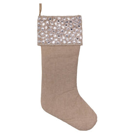 19" Burlap Silver Jewel Stocking