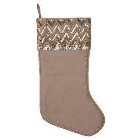 19" Champagne Chevron Sequin Stocking