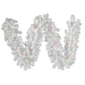 9' x 16" Pre-Lit Crystal White Garland with 100 Multi-Color LED Lights