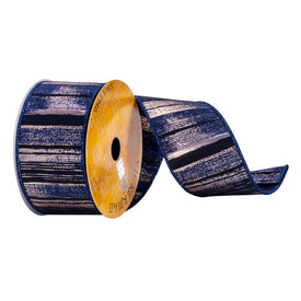 2.5" x 10 Yards Navy Gold Abstract Line Ribbon